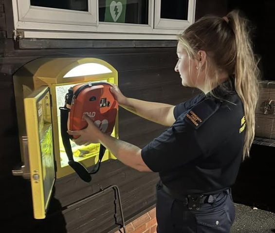 Erin checking defibs
